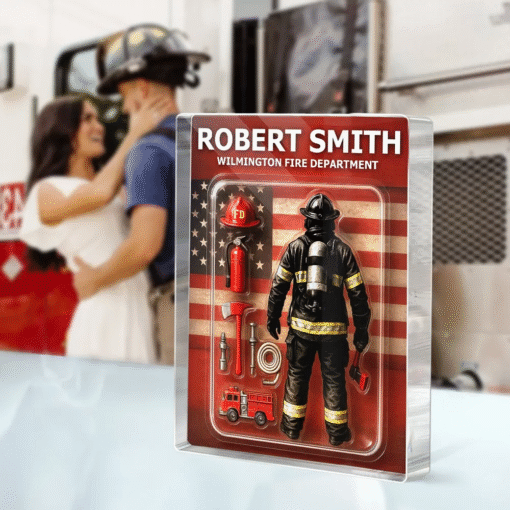 Firefighter Custom Figure Personalized Acrylic Block Plaque, Father's Day Gift for Dad, Gift for Husband MQTO5150501 - Image 6
