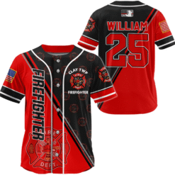 Custom Firefighter Baseball Jersey, Personalized Fire Dept Shirt with Name & Number, Firefighter Gift MQND5140501