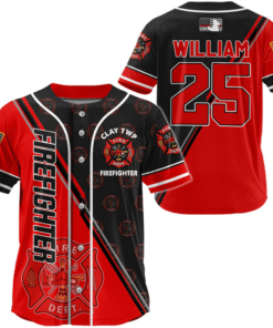 Custom Firefighter Baseball Jersey, Personalized Fire Dept Shirt with Name & Number, Firefighter Gift MQND5140501