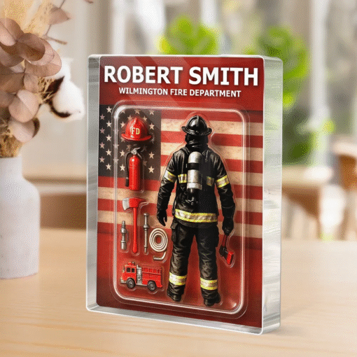 Firefighter Custom Figure Personalized Acrylic Block Plaque, Father's Day Gift for Dad, Gift for Husband MQTO5150501 - Image 3