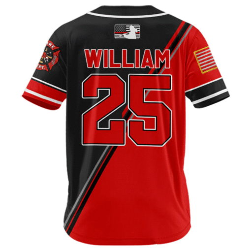 Custom Firefighter Baseball Jersey, Personalized Fire Dept Shirt with Name & Number, Firefighter Gift MQND5140501 - Image 3