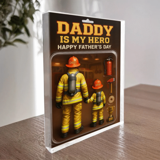 Firefighter Custom Figure Personalized Acrylic Block Plaque, Father's Day Gift for Dad, Gift for Husband MQTO5150502 - Image 5