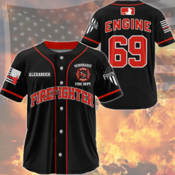 Custom Firefighter Baseball Jersey, Personalized Fire Dept Shirt with Name & Number, Firefighter Gift MQND5140502