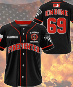 Custom Firefighter Baseball Jersey, Personalized Fire Dept Shirt with Name & Number, Firefighter Gift MQND5140502