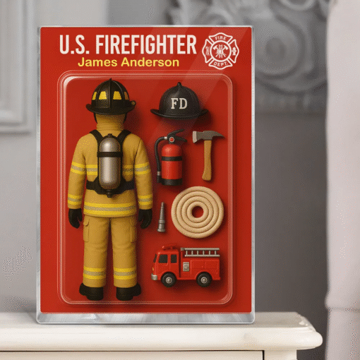 Firefighter Custom Figure Personalized Acrylic Block Plaque, Father's Day Gift for Dad, Gift for Husband MQTO5150503 - Image 3