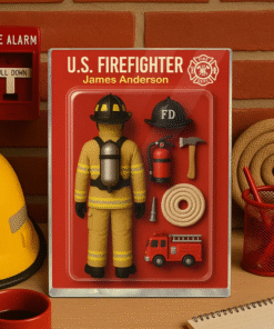 Firefighter Custom Figure Personalized Acrylic Block Plaque, Father's Day Gift for Dad, Gift for Husband MQTO5150503