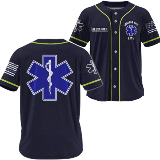 Custom EMS Baseball Jersey – Personalized EMT Shirt, First Responder Gift MQML5260550 - Image 2