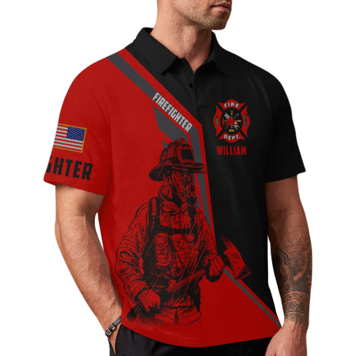 Personalized Firefighter Apparel – Red Line Valor Custom Shirts, Hoodies & Polo Gifts for Firemen MQND5290550 - Image 4