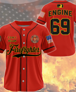 Custom Firefighter Baseball Jersey, Personalized Fire Dept Shirt with Name & Number, Firefighter Gift MQND5140503