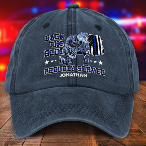 Personalized Police Distressed Washed Cotton Printed Hat MQNT5210505 - Image 4