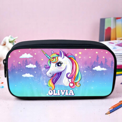 Personalized Unicorn Backpack, Lunch Bag, Pencil Pouch, Back to School Gifts, Custom book bag, Name on School Bag for girls, Gifts for Kids QFND5300502-DX - Image 4