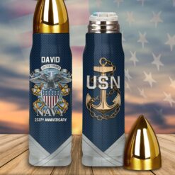 Custom US Navy 250th Anniversary Bullet Tumbler, Gift For Veterans UKHA5240604