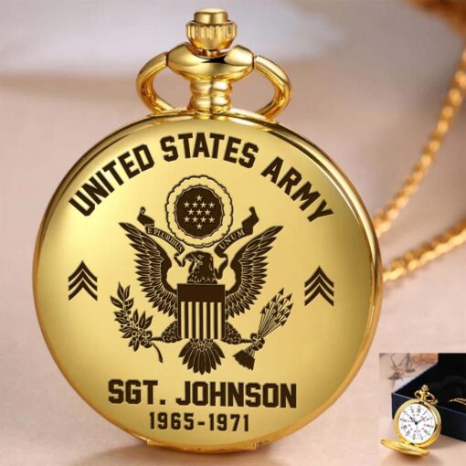 Personalized US Army Veteran Vintage Pocket Watch UKHM5260602 - Image 3