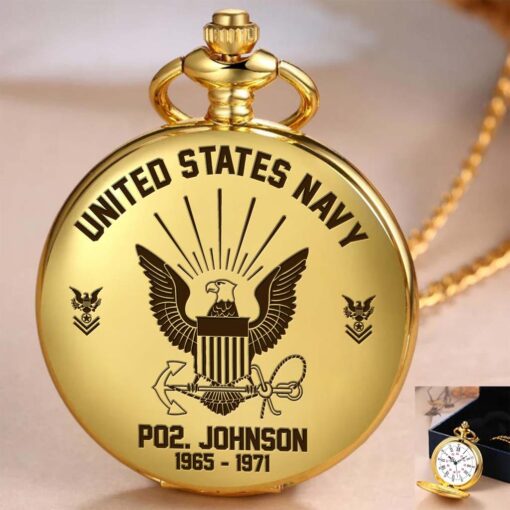 Personalized US Navy Veteran  Vintage Pocket Watch UKHM5260603 - Image 3