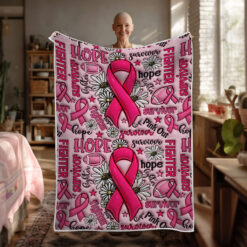 Breast Cancer 3D Inflated Effect Printed Fleece Blanket QFNT5260601