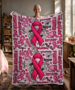 Breast Cancer 3D Inflated Effect Printed Fleece Blanket QFNT5260601