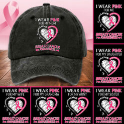 Personalized Distressed Washed Cotton Breast Cancer Printed Hat QFHA5120601