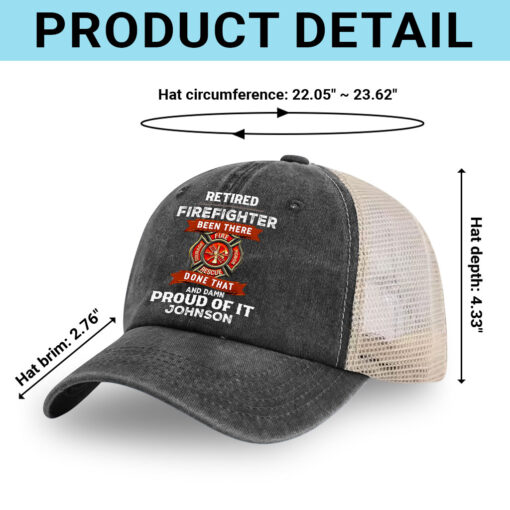 Personalized Retired Firefighter Demin Hat With Mesh QFTZ5130604 - Image 7