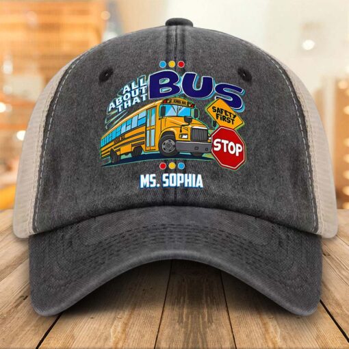 Personalized School Bus Driver Demin Hat With Mesh QFHM5180602 - Image 2