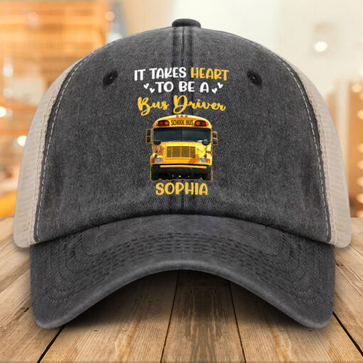 Personalized School Bus Driver Demin Hat With Mesh QFHM5180603 - Image 2