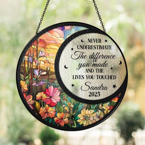 Personalized Retirement Faux Stained Glass Suncatcher, Retirement Window Hangings, Coworker Gifts, Retirement Gifts, Co Worker Leaving Gifts UKNT5030602