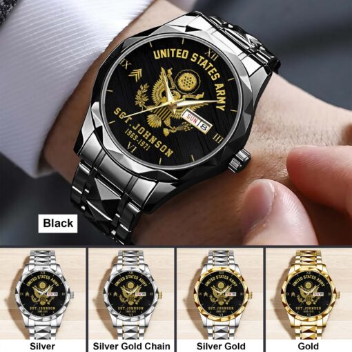 Custom Name Rank And Year US Army Veteran Watch, Watches For Soldiers, Army Watch, Military Style Alloy Luxury Quartz Watch QFHA5200602