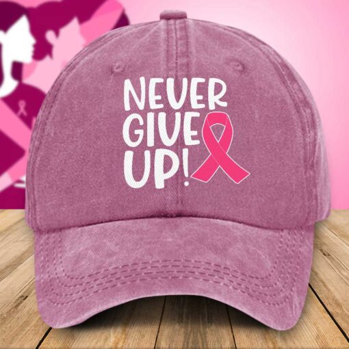 Breast Cancer Awareness Distressed Washed Printed Hat UKTZ5200605 - Image 2