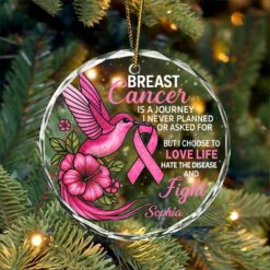 Personalized Breast Cancer Glass Ornament UKHM5230603