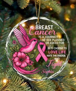Personalized Breast Cancer Glass Ornament UKHM5230603