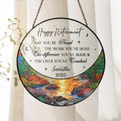 Personalized Retirement Faux Stained Glass Suncatcher, Retirement Window Hangings, Coworker Gifts, Retirement Gifts, Co Worker Leaving Gifts UKNT5030604