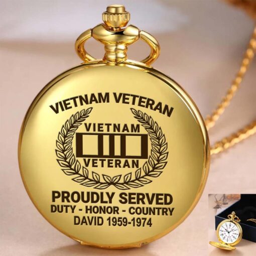 Personalized Vietnam Veteran Vintage Pocket Watch UKHM5250601 - Image 2
