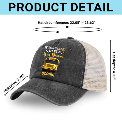Personalized School Bus Driver Demin Hat With Mesh QFHM5180603 - Image 11