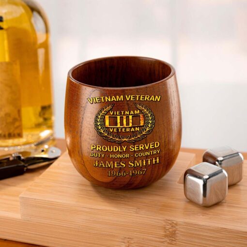 Personalized Vietnam Veteran Wooden Bourbon Whiskey Mug QFTD5060604 - Image 2