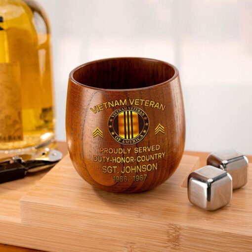Personalized Vietnam Veteran Wooden Bourbon Whiskey Mug QFTD5060606 - Image 2