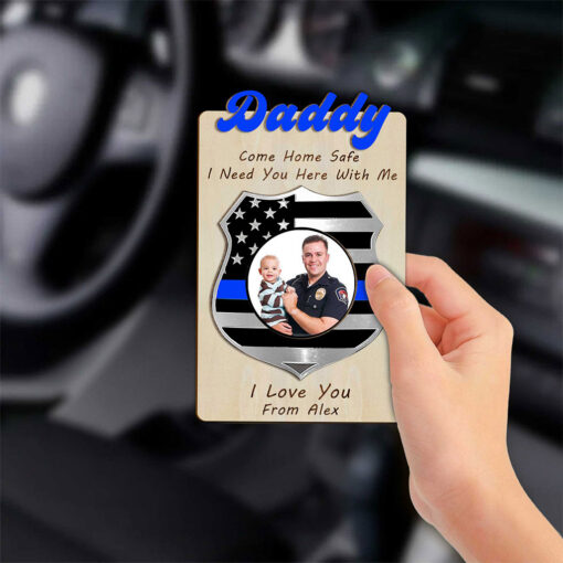 Custom Police Dad  Car Visor Clip, Gift For Dad Custom Photo Father's Day Frame UKTZ5300503 - Image 2