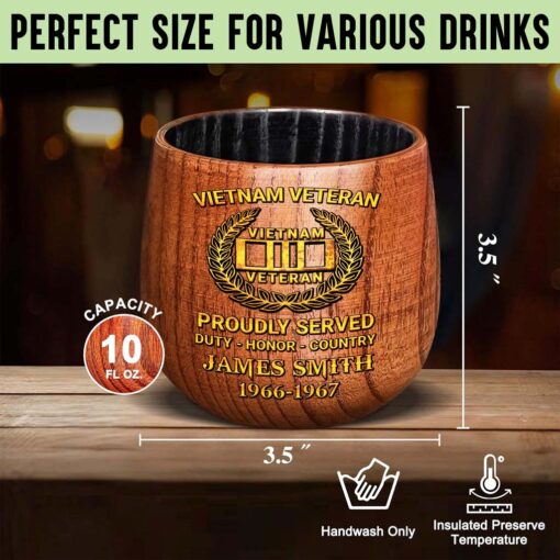 Personalized Vietnam Veteran Wooden Bourbon Whiskey Mug QFTD5060604 - Image 9