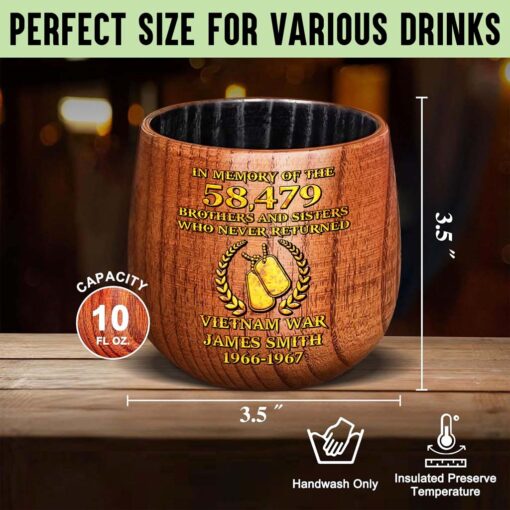Personalized Vietnam Veteran Wooden Bourbon Whiskey Mug QFTD5060605 - Image 9