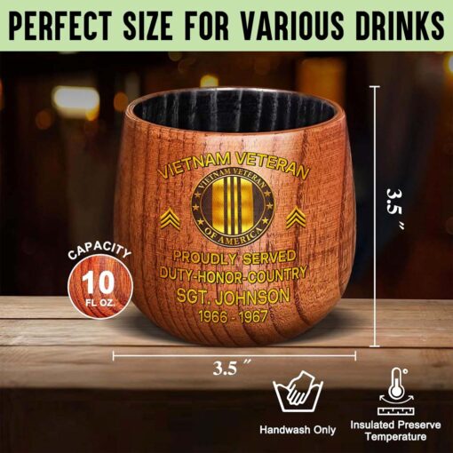 Personalized Vietnam Veteran Wooden Bourbon Whiskey Mug QFTD5060606 - Image 9