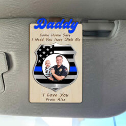 Custom Police Dad  Car Visor Clip, Gift For Dad Custom Photo Father's Day Frame UKTZ5300503