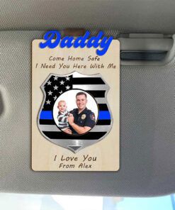 Custom Police Dad  Car Visor Clip, Gift For Dad Custom Photo Father's Day Frame UKTZ5300503
