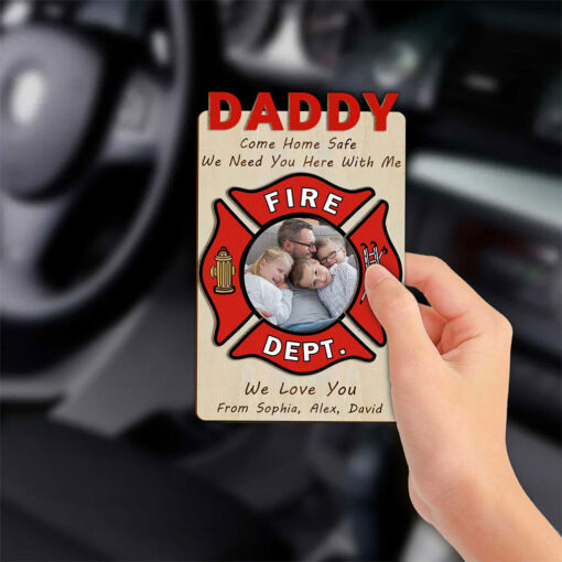 Custom Firefighter Dad Car Visor Clip, Gift For Dad Custom Photo Father's Day Frame UKTZ5300502 - Image 3