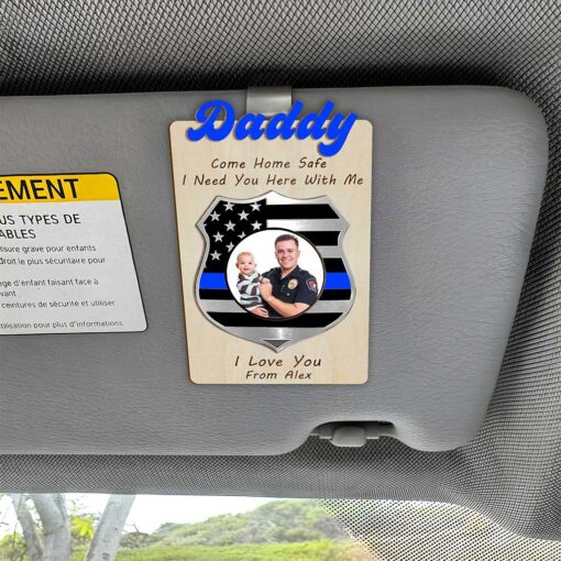 Custom Police Dad  Car Visor Clip, Gift For Dad Custom Photo Father's Day Frame UKTZ5300503 - Image 3