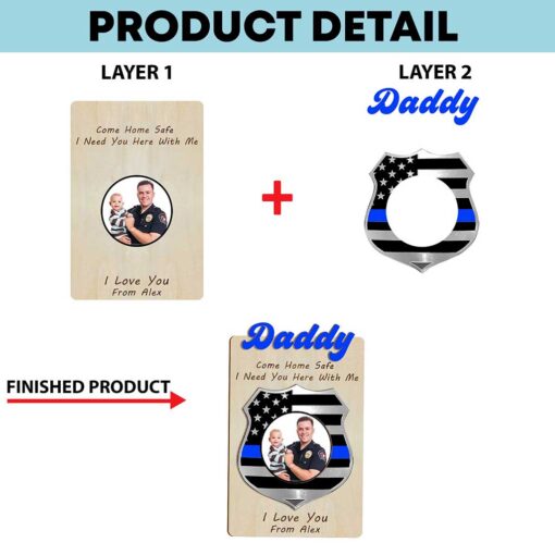 Custom Police Dad  Car Visor Clip, Gift For Dad Custom Photo Father's Day Frame UKTZ5300503 - Image 4