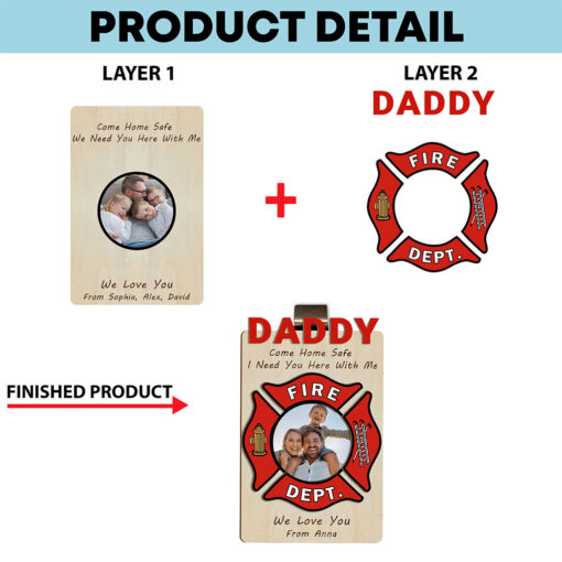 Custom Firefighter Dad Car Visor Clip, Gift For Dad Custom Photo Father's Day Frame UKTZ5300502 - Image 4