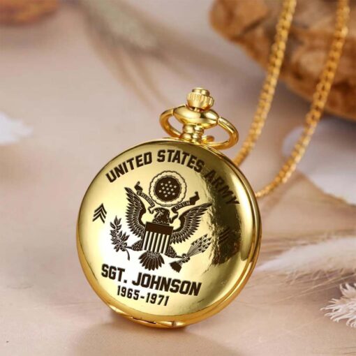 Personalized US Army Veteran Vintage Pocket Watch UKHM5260602 - Image 5
