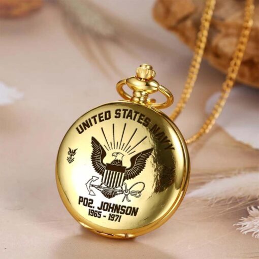 Personalized US Navy Veteran  Vintage Pocket Watch UKHM5260603 - Image 5