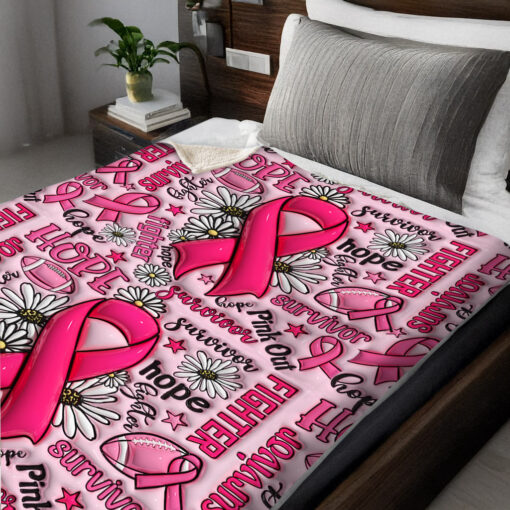 Breast Cancer 3D Inflated Effect Printed Fleece Blanket QFNT5260601 - Image 2