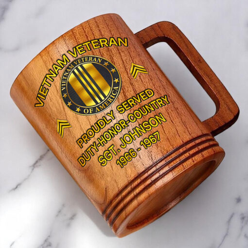 Personalized Vietnam Veteran Wooden Mug QFTD5040606 - Image 2