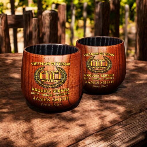 Personalized Vietnam Veteran Wooden Bourbon Whiskey Mug QFTD5060604 - Image 8