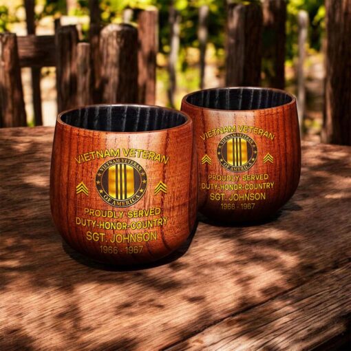 Personalized Vietnam Veteran Wooden Bourbon Whiskey Mug QFTD5060606 - Image 8